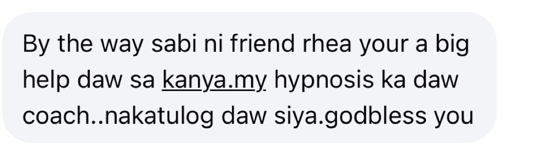 Your hypnosis — nakatulog daw siya