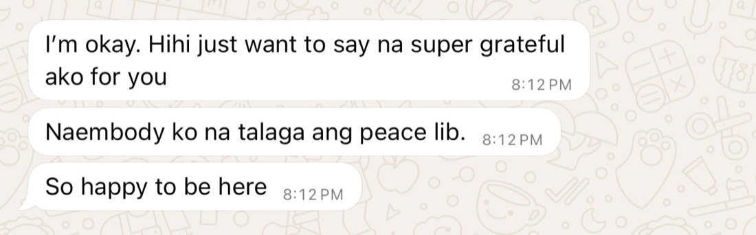 Naembody ko na talaga ang peace, Lib